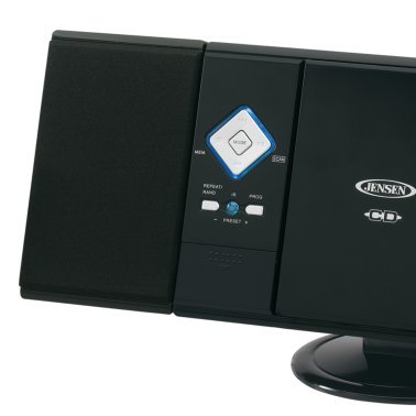 JENSEN® 2-Watt Wall-Mountable Home Stereo System with Built-in Speakers, CD Player, AM/FM Radio, Alarm Clock, Aux, and Remote, JMC-180