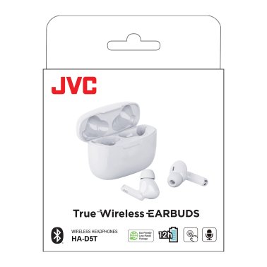 JVC® Ultra-Compact Bluetooth® Earbuds, True Wireless with Charging Case, HA-D5T (Coconut White)