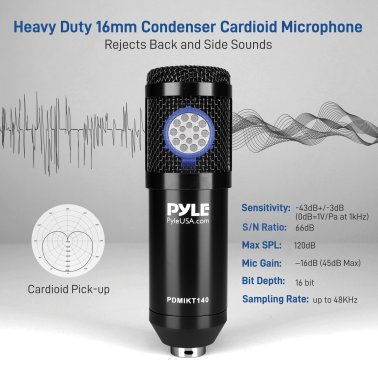 Pyle® Desktop USB Podcast Microphone Kit, PDMIKT140