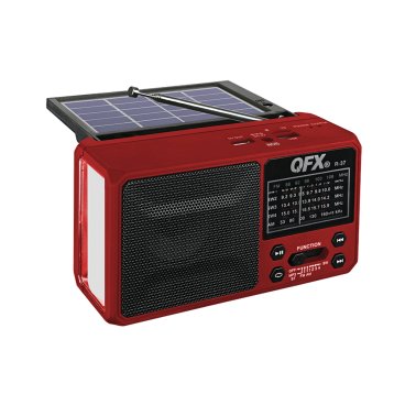 QFX® Portable AM/FM/Shortwave Radio with Bluetooth®, Flashlight, and Solar Panel, Red, R-37