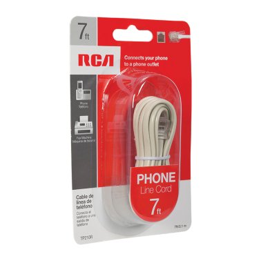RCA Phone Line Cord, 7 Ft., Ivory