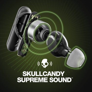 Skullcandy® Smokin’ Buds® TWS Bluetooth® In-Ear Earbuds with Mic and Charging Case, up to 20 Hours of Play Time, IPX4 Sweat-Resistant (True Black)