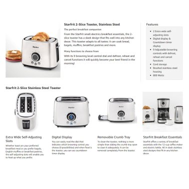 Starfrit® 2-Slice Toaster, Brushed Stainless Steel