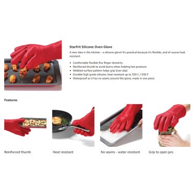 Starfrit® 12" Silicone Oven Glove, Red