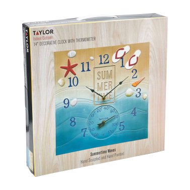 Taylor® Precision Products 14-In. x 14-In. Summertime Poly Resin Clock and Thermometer