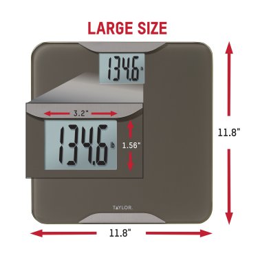 Taylor® Precision Products Digital Glass Bath Scale, Taupe with Stainless Steel Accents, 400-Lb. Capacity