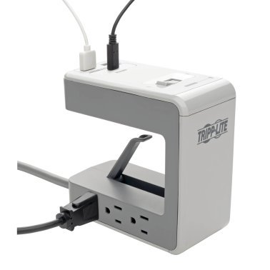 Tripp Lite® by Eaton® Protect It!® 6-Outlet Surge Protector Desk Clamp with 2 USB Ports and 1 USB-C® Port, 8 ft. Cord