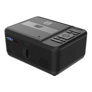 RCA Bluetooth® 480p LCD Compact Projector with Built-in DVD Player, 100-In. Foldup Screen, and Remote (Black)