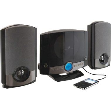 GPX® 9-Watt Compact Home Stereo System with External Speakers, CD Player, AM/FM Radio, Aux, and Remote, HM3817DTBLK