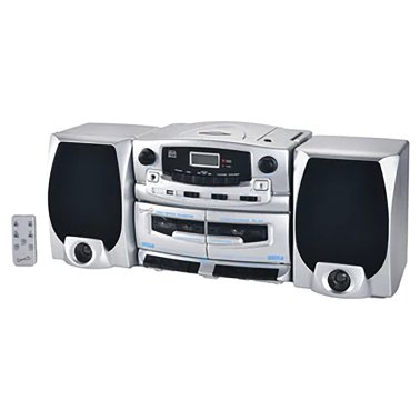 Supersonic® 21-Watt Bluetooth® Home Stereo System with Detachable Speakers, CD/Dual-Cassette Players, FM Radio, Mic Input, and Remote, SC-2121BT