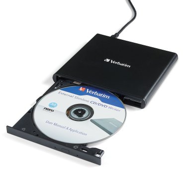 Verbatim® External Slimline CD/DVD Writer, USB-A/USB-C®