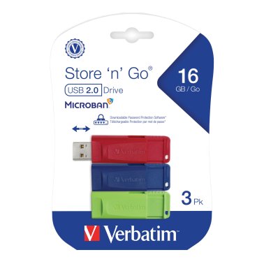 Verbatim® Store ‘n’ Go® USB-A Flash Drives, 3 Count (16 GB)
