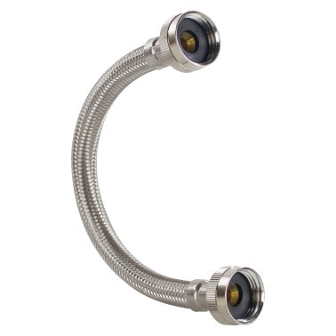 Certified Appliance Accessories® Braided Stainless Steel Water-Inlet Hose, 3/4 In. FGH x 3/4 In. FGH, 1 Ft.