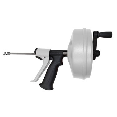 DrainX® SPINFEED Drum Auger Drain Snake, Auto Extend and Retract, with Work Gloves and Carrying Bag (50 Ft.)