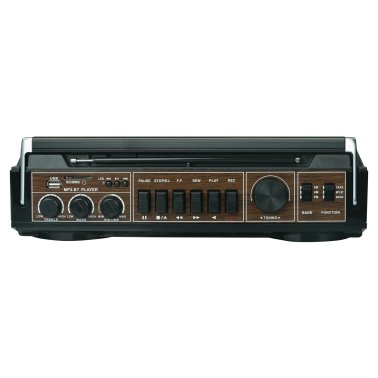 Audiobox® RXC-25BT 10-Watt Portable Cassette Player and Recorder Boom Box with 3-Band Radio, Bluetooth®, and Speakers (Black)