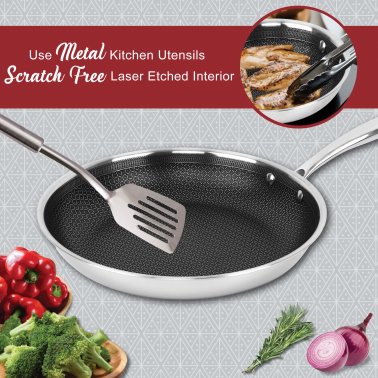 Brentwood® 3-Ply Hybrid Non-Stick Stainless Steel Induction-Ready Frying Pan (11 In.)