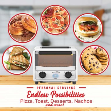 Brentwood® 183-Cu. In. (3-L) 500-Watt Stainless Steel Mini Toaster Oven (White)