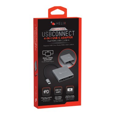 HELIX ProSeries USB Connect 4-in-1 USB-C® Adapter with Dual HDMI®, USB-C®, and USB-A 3.0