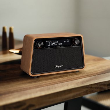Sangean® HD Radio™/AM/FM-RDS/Bluetooth® Wooden Cabinet Tabletop Radio, Natural Cherry, HDR-19