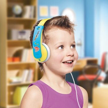 JVC® Tinyphones Kids' Over-Ear Child-Safe Headphones, HA-KD7 (Blue/Yellow)