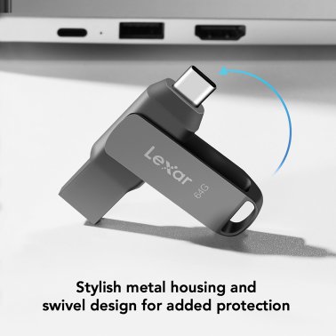 Lexar® JumpDrive® D400 USB 3.2 Gen 1 Dual Drive with USB-C® and USB-A Connectors (64 GB)