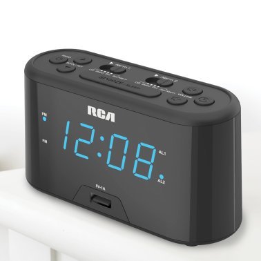 RCA Digital Radio Alarm Clock with Large Numbers and USB Charging, RC571