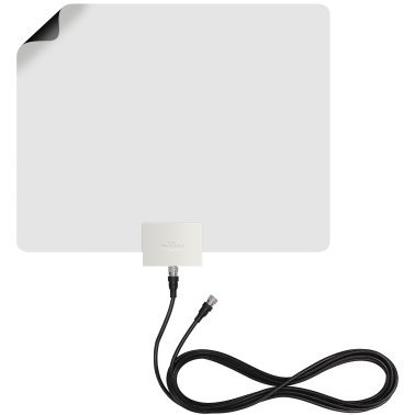 Mohu Leaf Plus Paper-Thin Indoor TV Antenna, Amplified, UHF VHF, 60-Mile Range, Multi-Directional, 4K 8K UHD, NEXTGEN TV - with 12-Ft. Cable