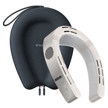 TORRAS® Portable Neck Fan, COOLiFY® Cyber Smart AI-Control Wearable Neck Air Conditioner, Bladeless, 6,000-mAh Rechargeable Battery (Glacial White)