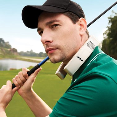 TORRAS® Portable Neck Fan, COOLiFY® Cyber Smart AI-Control Wearable Neck Air Conditioner, Bladeless, 6,000-mAh Rechargeable Battery (Glacial White)