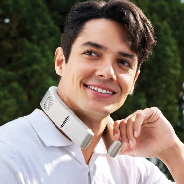 TORRAS® Portable Neck Fan, COOLiFY® Cyber Smart AI-Control Wearable Neck Air Conditioner, Bladeless, 6,000-mAh Rechargeable Battery (Glacial White)