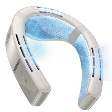 TORRAS® Portable Neck Fan, COOLiFY® Cyber Smart AI-Control Wearable Neck Air Conditioner, Bladeless, 6,000-mAh Rechargeable Battery (Glacial White)