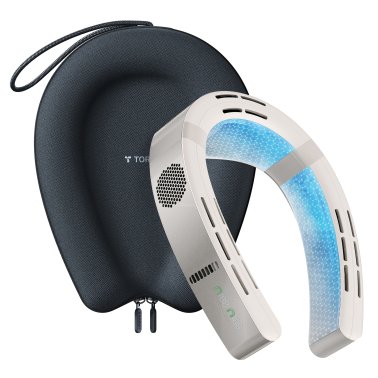 TORRAS® Portable Neck Fan, COOLiFY® Cyber Smart AI-Control Wearable Neck Air Conditioner, Bladeless, 6,000-mAh Rechargeable Battery (Glacial White)