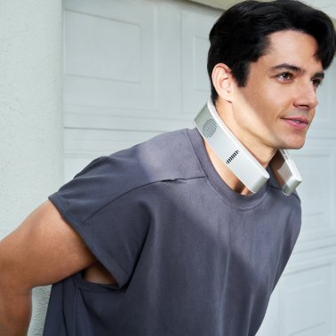 TORRAS® Portable Neck Fan, COOLiFY® Cyber Smart AI-Control Wearable Neck Air Conditioner, Bladeless, 6,000-mAh Rechargeable Battery (Glacial White)