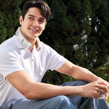 TORRAS® Portable Neck Fan, COOLiFY® Cyber Smart AI-Control Wearable Neck Air Conditioner, Bladeless, 6,000-mAh Rechargeable Battery (Glacial White)