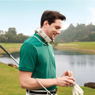 TORRAS® Portable Neck Fan, COOLiFY® Cyber Smart AI-Control Wearable Neck Air Conditioner, Bladeless, 6,000-mAh Rechargeable Battery (Glacial White)