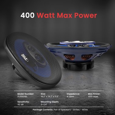Pyle® Blue Label 6-In. x 9-In. 400-Watt-Max 4-Way Coaxial Speakers