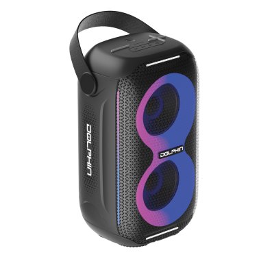 Dolphin® Audio Waterproof Portable Bluetooth® Party Speaker® with Sound-Activated Lights, Black, S-20