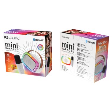 IQ Sound® Mini Karaoke Portable Bluetooth® Speaker with Wireless Microphone and RGB Light Show, IQ-908K (White)