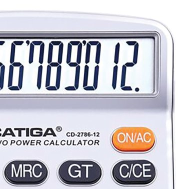 CATIGA® CD-2786 12-Digit Home and Office Calculator, Dual Power (Silver)