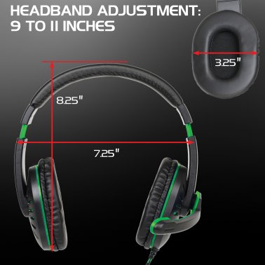 ENHANCE Infiltrate™ Stereo Gaming Headset with Rotating Microphone, Black and Green, GX-H5