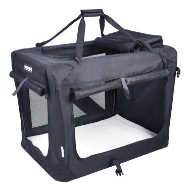 Jespet® 3-Door Soft-Sided Folding Travel Pet Crate (Medium; Black)