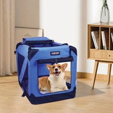 Jespet® 3-Door Soft-Sided Folding Travel Pet Crate (Large; Royal Blue)