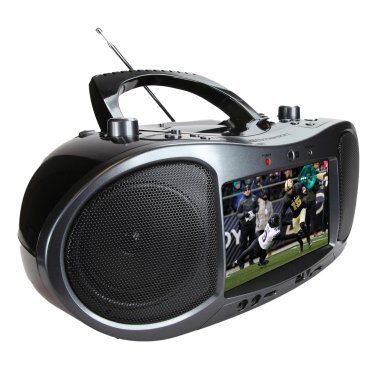 Emerson® Bluetooth® 720p DVD/CD/Radio Boom Box with 7-In. Screen and Remote, Gray, EDL-2560H
