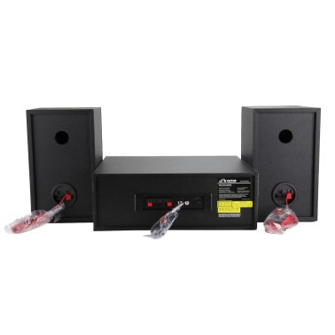 Victor® 50-Watt Milwaukee Desktop Bluetooth® Home Stereo System with External Speakers, Analog VU Meters, CD Player, and FM Radio, VDTS-4450-SL