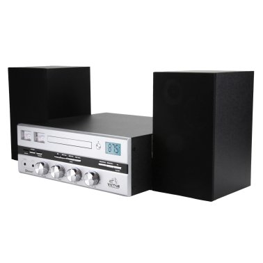 Victor® Milwaukee Desktop Home Stereo System with CD Player, FM Radio, Detached Speakers, and Bluetooth®, VDTS-4450-SL