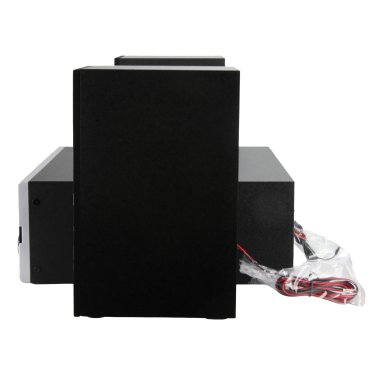 Victor® 50-Watt Milwaukee Desktop Bluetooth® Home Stereo System with External Speakers, Analog VU Meters, CD Player, and FM Radio, VDTS-4450-SL