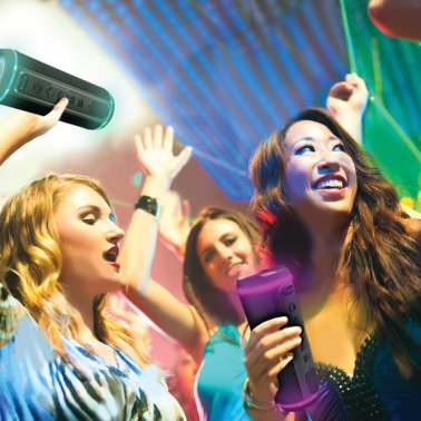 Proscan® Elite Portable Light-up Waterproof Bluetooth® Speaker with 360° Sound and FM Radio, Black, PESP1708