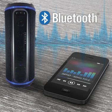 Proscan® Elite Portable Light-up Waterproof Bluetooth® Speaker with 360° Sound and FM Radio, Black, PESP1708