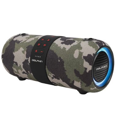 Dolphin® Audio LX-60 Waterproof Portable Bluetooth® Speaker with Accent Lights and FM Radio, Camouflage