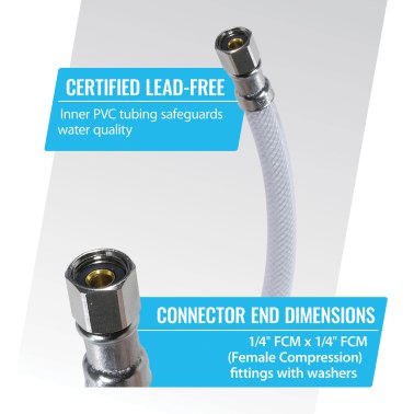 Certified Appliance Accessories® PVC Ice Maker Connector with 1/4" Compression, 10ft